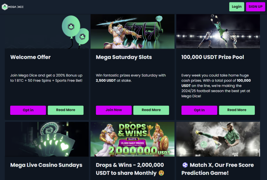 The Mega Dice Casino Welcome Bonus